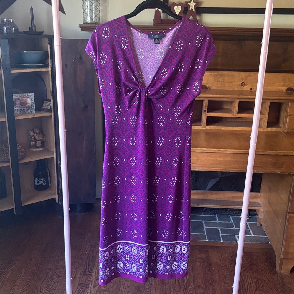 Chaps Purple Floral Midi Dress